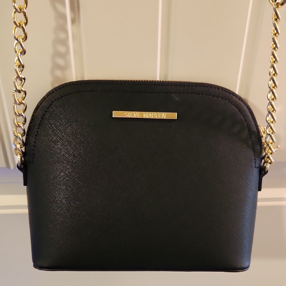 Steve Madden Black Crossbody Bag with Gold Chain